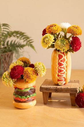 Kalalou Set Of Two Ceramic Hamburger And Hotdog Vases