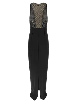 Elisabetta Franchi Crystal-Embroidered Tulle Dress - Black