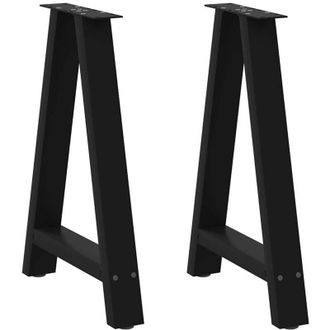 vidaXL Vidaxl - Patas Para Mesa De Comedor En Forma De A (2 Unidades), Color Negro, 50 X (72-73) Cm, Acero