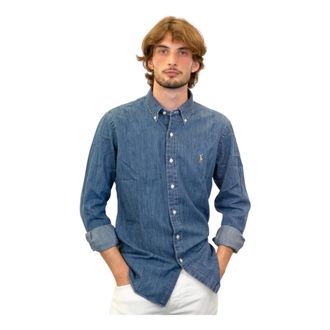 Polo Ralph Lauren Camicia jeans custom fit - Heren - Spijkeroverhemden - Blauw - XL - Katoen - Overhemden