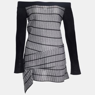 Roland Mouret Black/white Knit Off-Shoulder Top