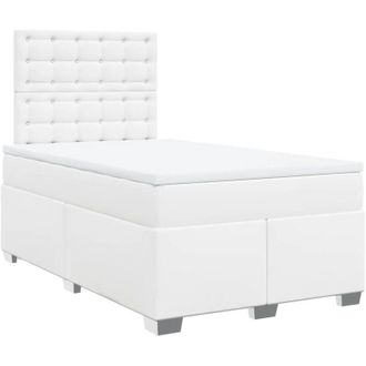 vidaXL Vidaxl - Cama Box Spring Con Colch&oacute;n Cuero Sint&eacute;tico Blanco 120x200 Cm