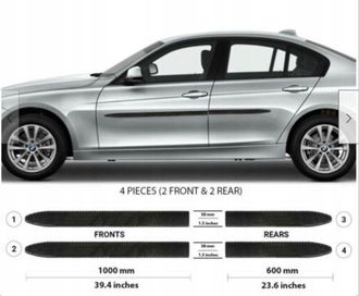 OEM Bmw 3 2012-2018 - Molduras Laterales De Puertas Negras