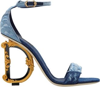 Dolce & Gabbana Sandalen met hak - Dames - Sandalen met hakken - Blauw - 36 1/2 EU - Denim - Schoenen