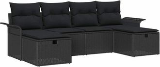 vidaXL Conjunto De Sof&aacute; De Jard&iacute;n 6 Pcs Negro 251 X 117 X 85 Cm Vidaxl
