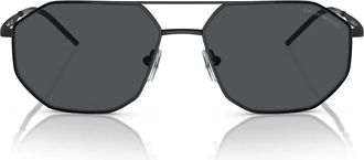 Emporio Armani Geometrische metalen zonnebril met donkergrijze lenzen - unisex - Zonnebrillen - Zwart - 58 MM - Accessoires