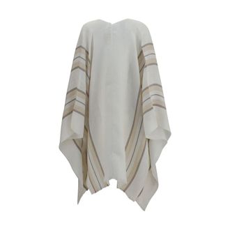 Brunello Cucinelli Womens Beige Linen Poncho Clothing