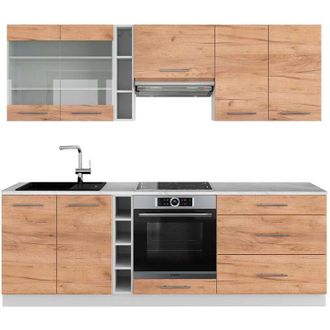 Vicco Mueble De Cocina Fame-line, Oro Potencia Roble/blanco, 235 Cm, Et M&aacute;rmol