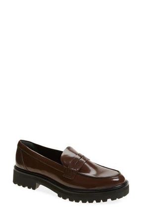 Reformation Agathea Platform Penny Loafer in Espresso Leather at Nordstrom Rack, Size 9.5
