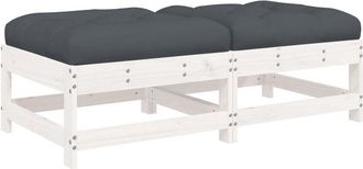 vidaXL Taburetes De Jard&iacute;n Con Cojines 2 Uds Madera Maciza Pino Blanco Vidaxl