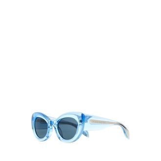 Alexander McQueen Accessoires, Dames, Blauw, ONE Size, Lichtblauwe Acetaat Curve Zonnebril