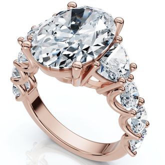 Pompeii3 Certified 7 1/2Ct Laura Diamond Engagement Ring (5Ct Center) 14k Gold Lab Grown