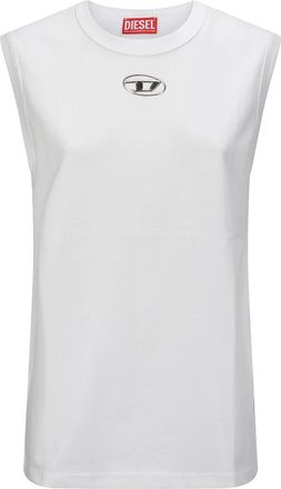 Diesel Metallic Logo Mouwloze Katoenen Top - Heren - Tops zonder mouwen - Wit - XL - Katoen - Tops