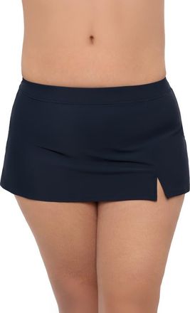 Aqua Green Plus Size Full Coverage Skirted Swimsuit Bottom with Side Slit in True Navy at Nordstrom, Size 2X