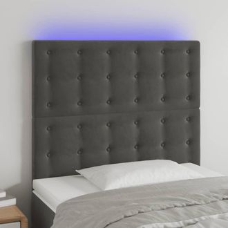 vidaXL Cabecero Con Luces Led Terciopelo Gris Oscuro 80x5x118/128 Cm Vidaxl