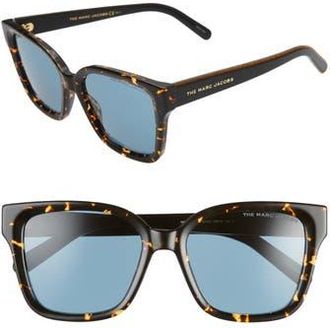 Marc Jacobs 53mm Square Sunglasses in Havana Black/Blue Avio at Nordstrom Rack