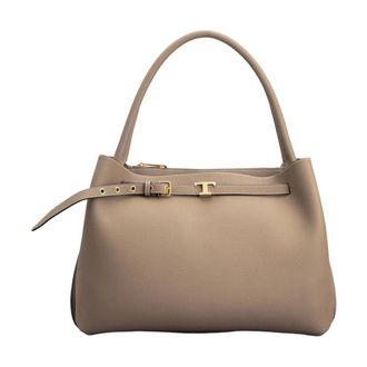 Tod's Tods, Handbags, female, Beige, Size: ONE SIZE Small T Timeless Handbag