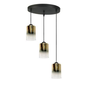 OEM L&aacute;mpara De Techo Colgante Negra Con Pantalla De Cristal Transparente Dorado, Fiord 15-532