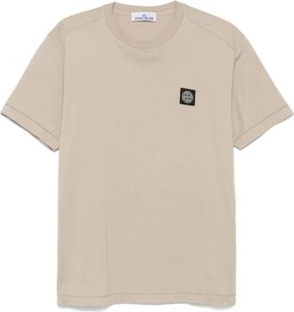 Stone Island Sand Beige Crewneck Logo T-Shirt