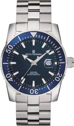 Revue Thommen Duiker Horloge met Datumvenster en Roestvrijstalen Band - Heren - Horloges - Blauw - ONE Size - Accessoires