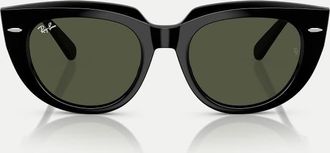 Ray-Ban Doreen - Occhiali da sole squadrati neri con lenti verdi-Nero