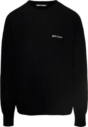 Palm Angels Logo Grande Round-neck Truien - Heren - Ronde hals truien - Zwart - XS - Wol - Truien & Vesten