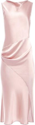 Nina Ricci Draped Midi Dress in Blush Satin Finish