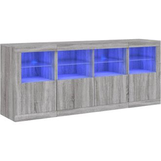 vidaXL Vidaxl - Aparador Con Luces Led Gris Sonoma 163x37x67 Cm
