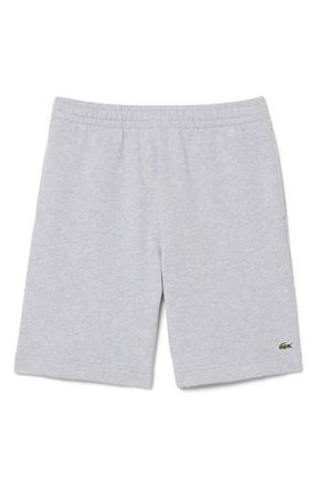 Lacoste Cotton Fleece Sweat Shorts in Silver Chine at Nordstrom, Size 8