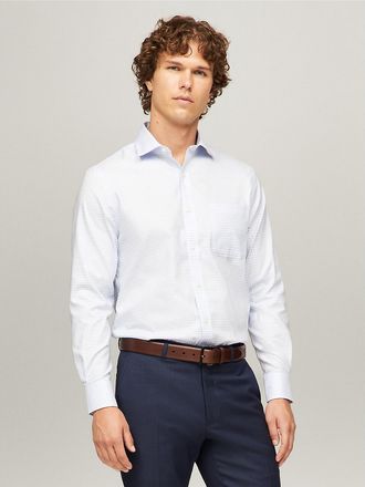 Tommy Hilfiger Mens Regular Fit THFlex Check Dress Shirt - Blue - 17.5/32-33