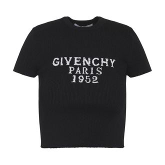 Givenchy T-Shirts, female, Black, Size: M Short Sleeve Crop Top