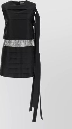Ferragamo sleeveless lace panel dress layered tie