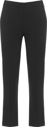 Elisabetta Franchi Black Metal Logo Formal Pants