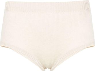 Alanui Finest high-waist ribbed shorts - women - Cotton/Cashmere - M - Neutrals