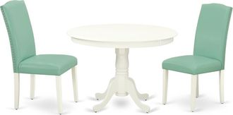 East West Furniture Dining Room Set Linen White, HLEN3-LWH-57