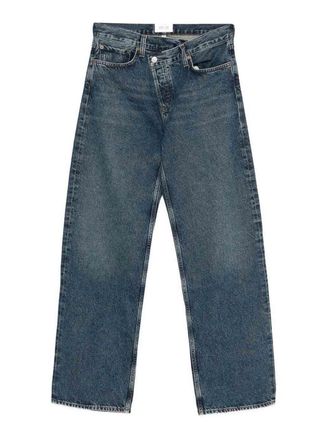 A Gold E Blue Barrel Jeans With Asymmetric Closure