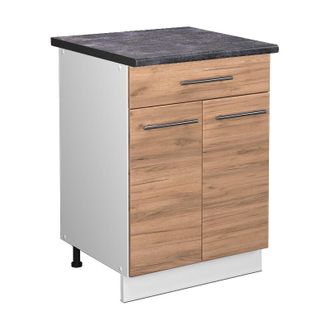 Vicco Mueble Bajo De Cocina Fame-line, Roble Dorado, 60 Cm Con Caj&oacute;n, Et Antracita Vicco