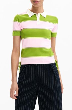 Desigual Stripe Polo Shirt in Pink at Nordstrom, Size X-Large