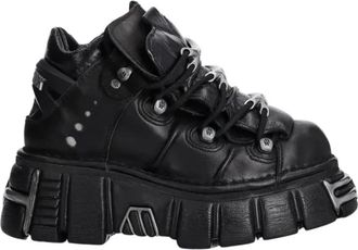 New Rock M-106-S1 Enkellaars - Heren - Veterlaarzen - Zwart - 40 EU - Leer - Schoenen