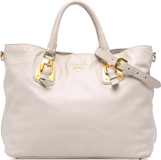 Prada Pre-owned Womens Leather Tote Bag - Light Grey - One Size