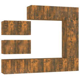 vidaXL Vidaxl - Set De Muebles De Tv 8 Pzas Madera Contrachapada Roble Ahumado