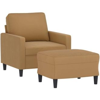 vidaXL Sill&oacute;n Con Taburete Terciopelo Marr&oacute;n 60 Cm Vidaxl
