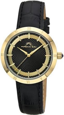 Porsamo Bleu Monroe Leather Strap Watch in Black Gold Tone at Nordstrom Rack