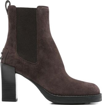 Tod's 80 mm suède laarzen met blokhak - Bruin