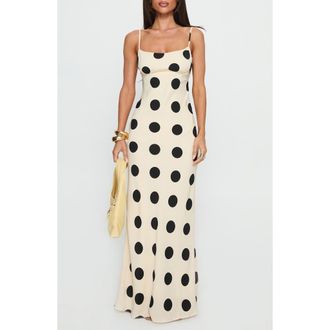 Princess Polly Avienna Dot Maxi Dress in Cream /Polka Dot at Nordstrom, Size 0