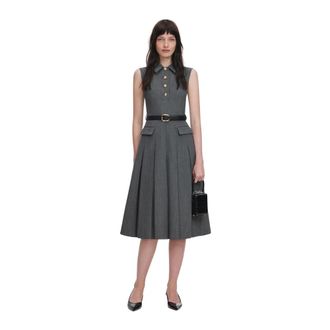Self Portrait Shirt Dresses, female, Gray, Size: XS Pleated Midi Dress