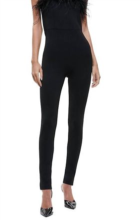 Alice & Olivia Womens Feather Trim Jumpsuit In Black
