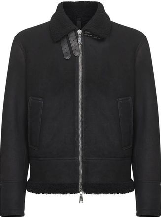 Tagliatore Shearling Jacket - Heren - Zomerjassen - Zwart - 2XL - Leer - Jassen