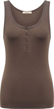 12 Storeez Henley rib-knit tank top - women - Lyocell/Elastane - L - Brown