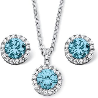 Palm Beach Jewelry 4.30 TCW Birthstone CZ Silvertone Jewelry Set